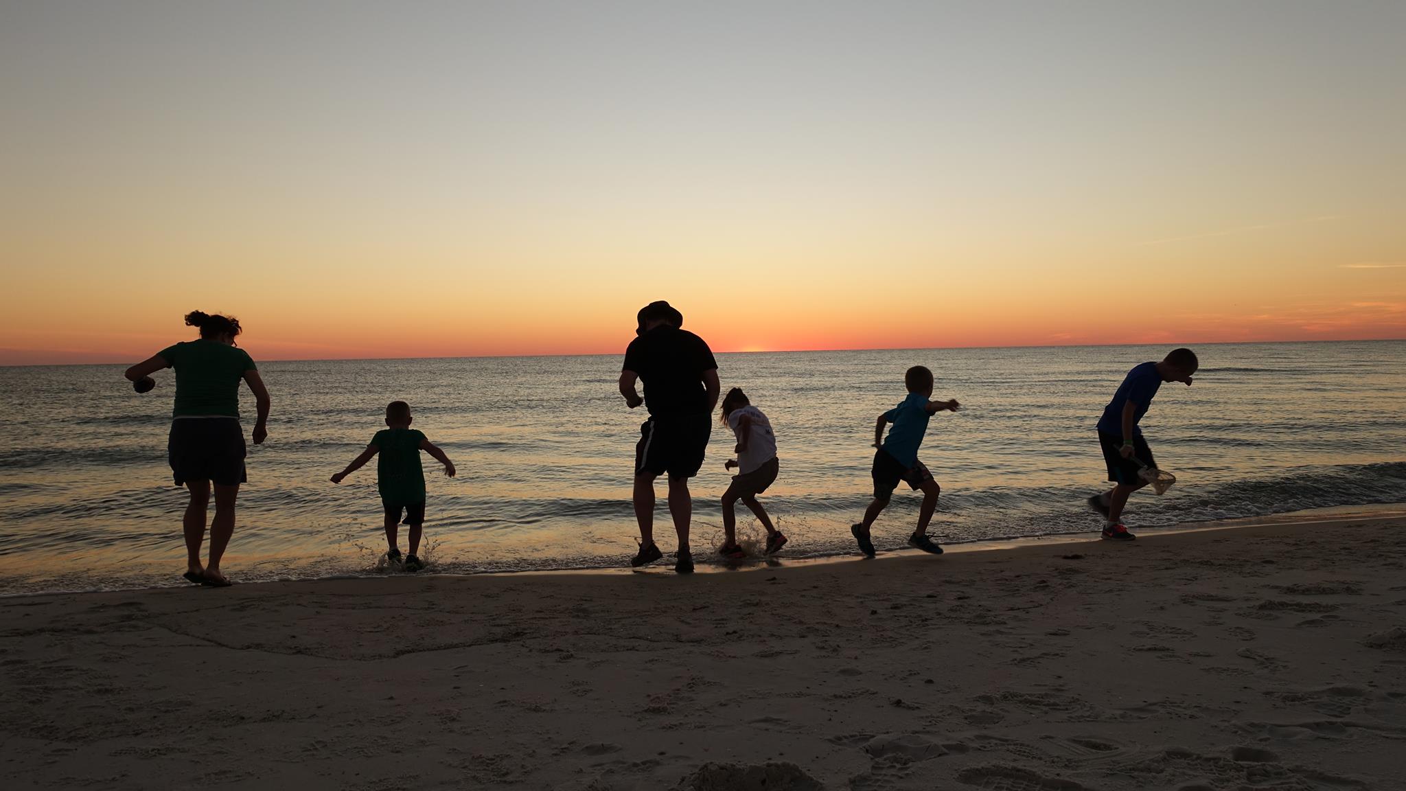 Family beach sunset